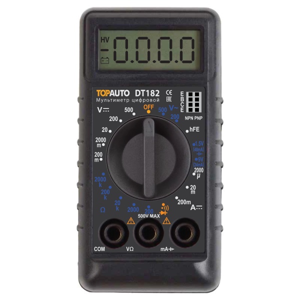Мультиметр цифровой DT182 ТОП АВТО, звуковая прозвонка цепи, компактный в блистере	 Мультиметр цифровой DT182 ТОП АВТО, звуковая прозвонка цепи, компактный в блистере