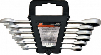 Набор ключей комбинированных трещоточных 8-17мм "AV Steel" 6 предметов, AV-035060