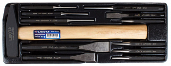 Набор ударно-режущего инструмента с молотком 500 г, 12 пр., в ложементе, ACK-384103