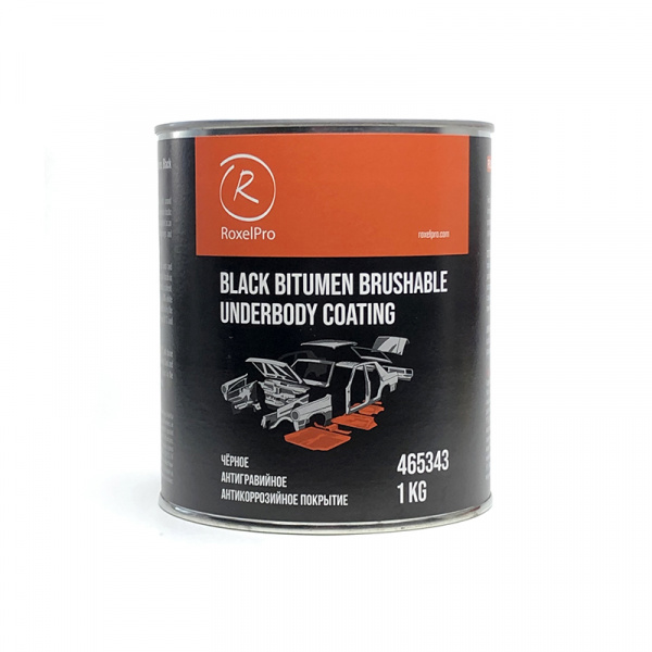 465343 RoxelPro Антикоррозийное покрытие на битумной основе под кисть, неокрашиваемое, черное, 1кг