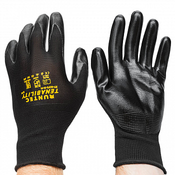 Перчатки RUNTEC защитные маслобензостойкие c нитриловым покрытием, M, RT-GLVS-N-M