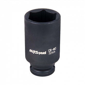 Головка ударная   1/2" шестигранная удлиненная 32мм "AV Steel", AV-720132