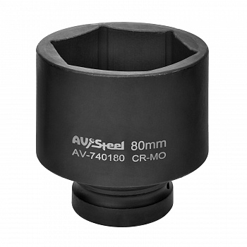 Головка ударная 1" шестигранная удлиненная 80мм "AV Steel", AV-740180