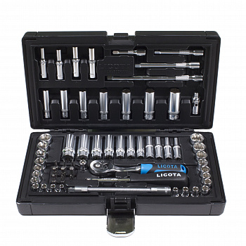 Набор торцевых головок 1/4" 62 предмета, дюйм и метрика, ALK-8021FW