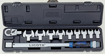 Динамометрический ключ с микрометром 40-210Нм, в наборе со сменными насадками, 11пр., AQC-S001NM