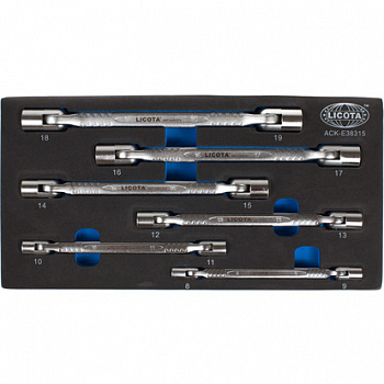 Набор ключей торцевых карданных 8-19 мм, 6 предметов, ложемент EVA, ACK-E38315