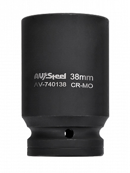 Головка ударная 1" шестигранная удлиненная 38мм "AV Steel", AV-740138